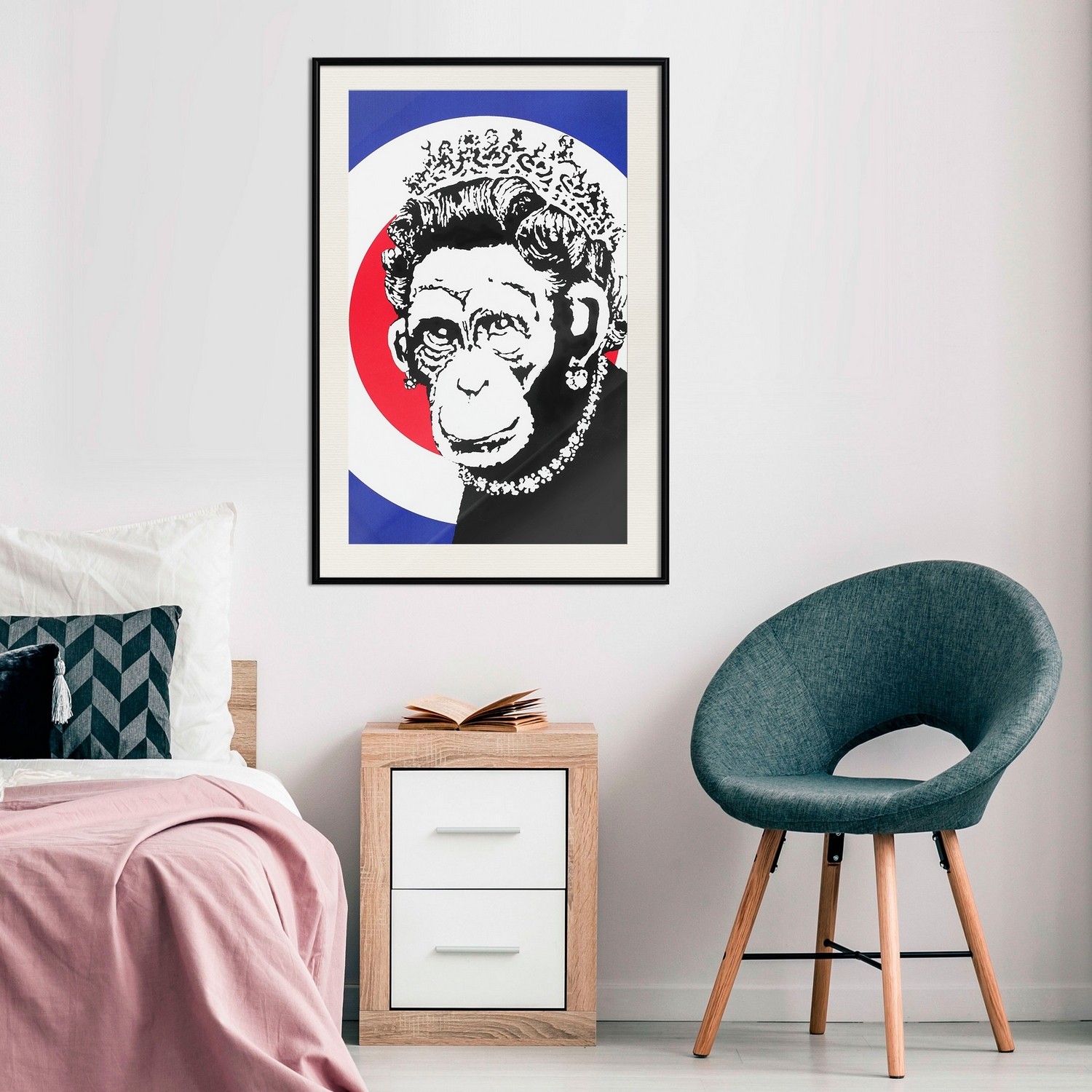 Affisch - Queen of Monkeys [Poster] 20x30 Svart ram med passepartout, 20x30 cm