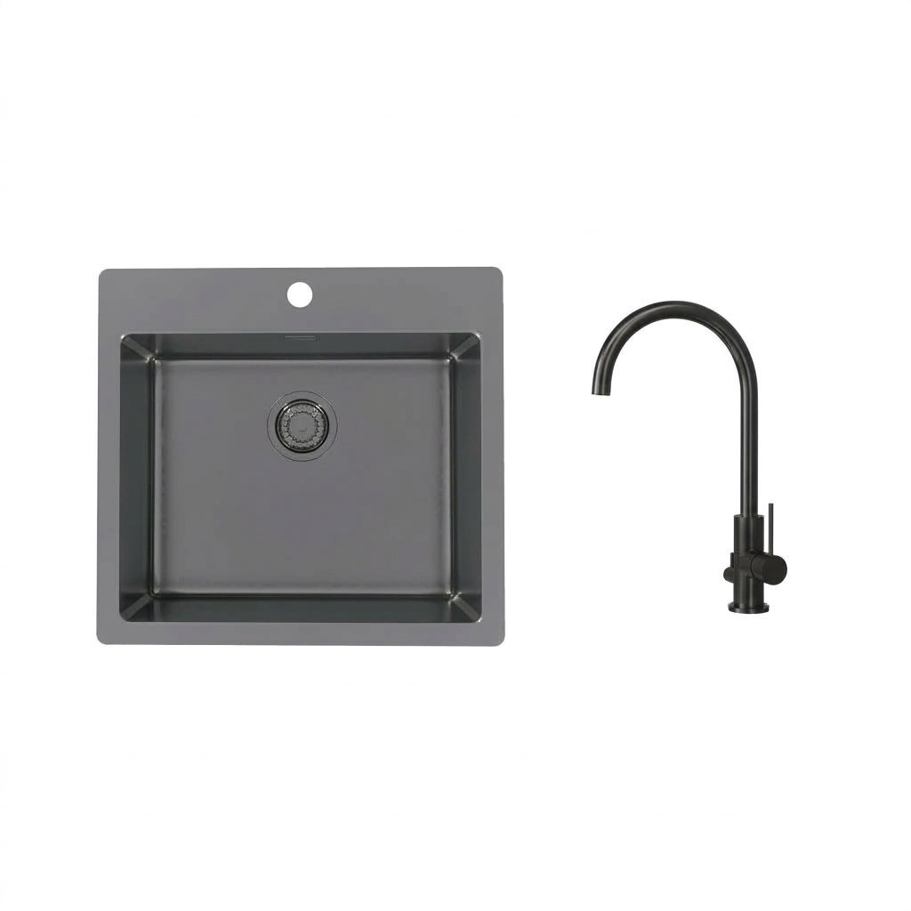 Diskho Stala Monarch-T50 med Köksblandare Scandtap Steel Equip DxAntracit/Shadow
