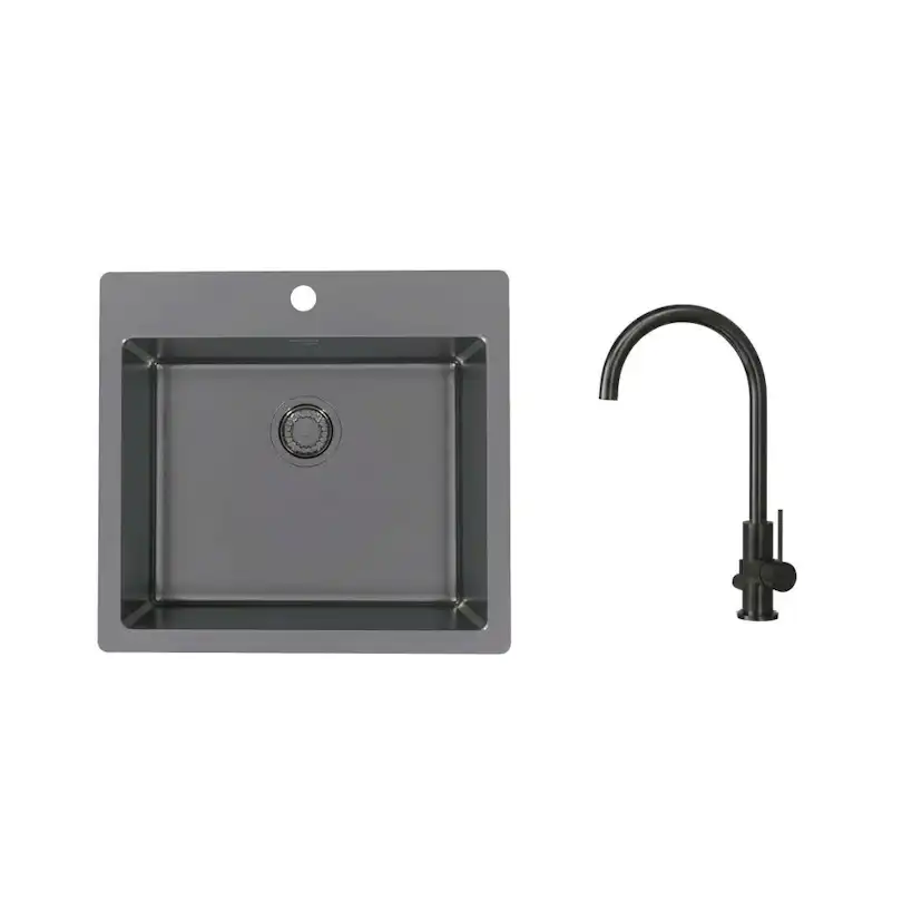 Diskho Stala Monarch-T50 med Köksblandare Scandtap Steel Equip DxAntracit/Shadow