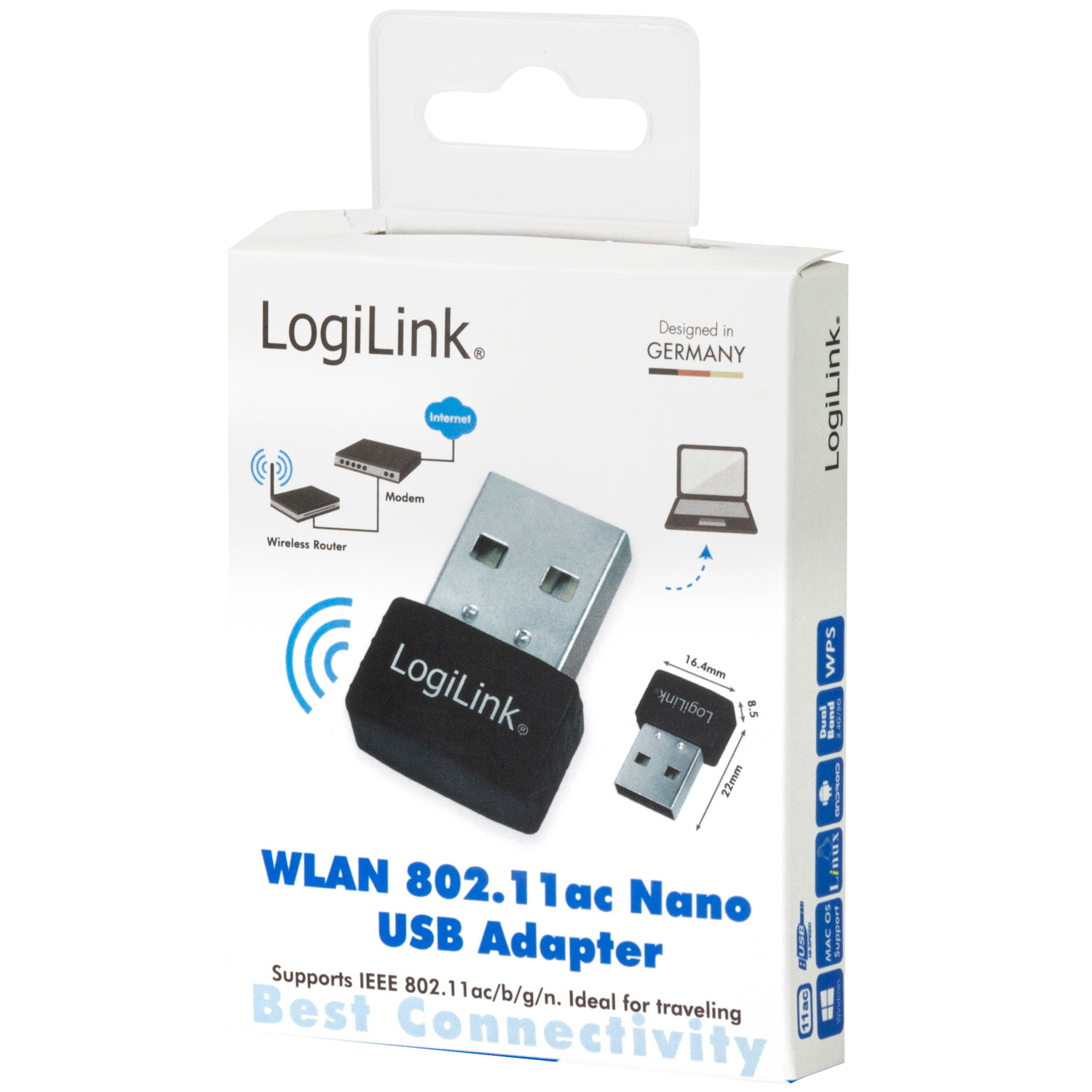 Nätverkskort Trådlösa LogiLink USB 2.0 Wifi-Adapter AC 600Mbit/s Dual Band