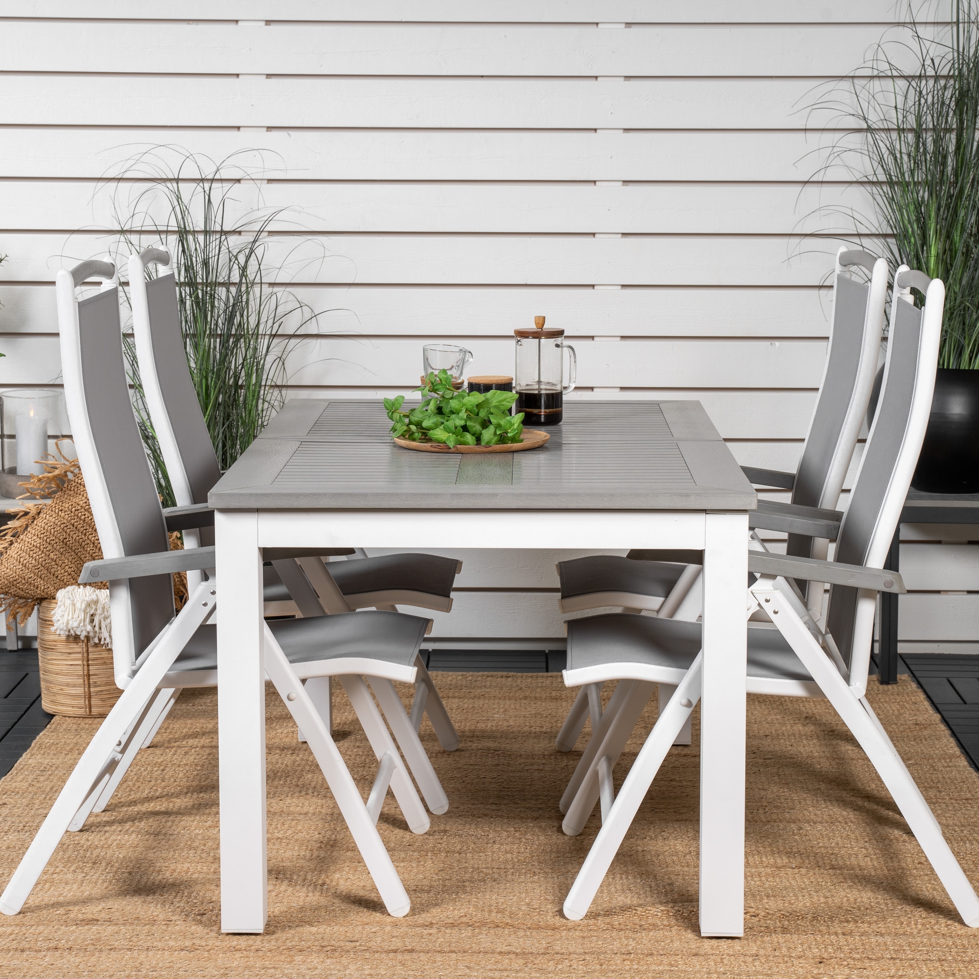 Albany Dining Table 152/210*90 - White Alu / Grey Aintwood+A Grå