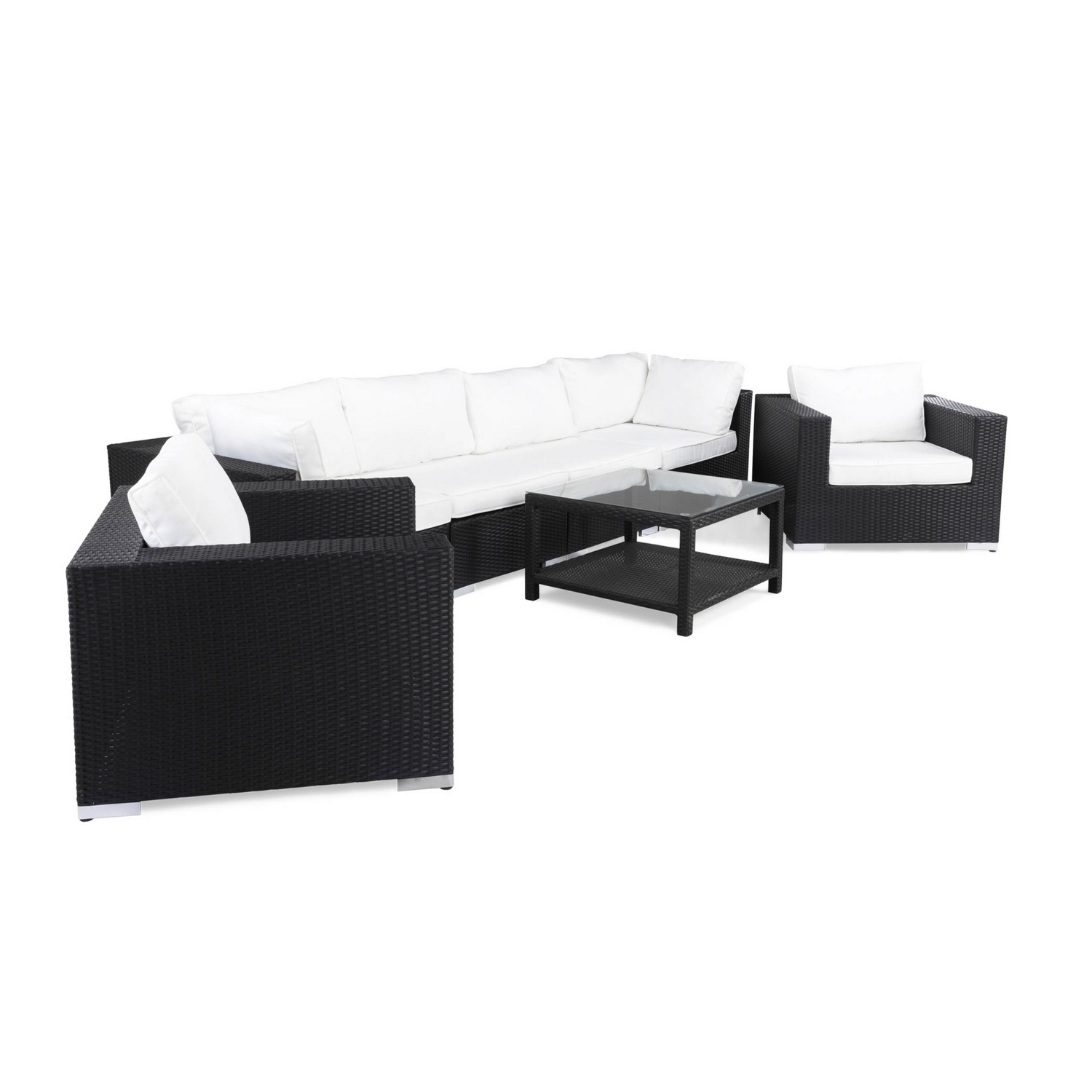 Loungegrupp Comfort Garden Bahamas 6-sits med Dubbla Fåtöljer och Bord med Hylla