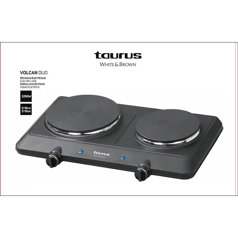 Kokplatta Taurus Elektrisk Dubbel 2250w