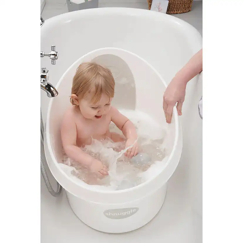 Badbalja SHNUGGLE Stor Spädbarnsbalja med Halkskydd och Stöd Vit