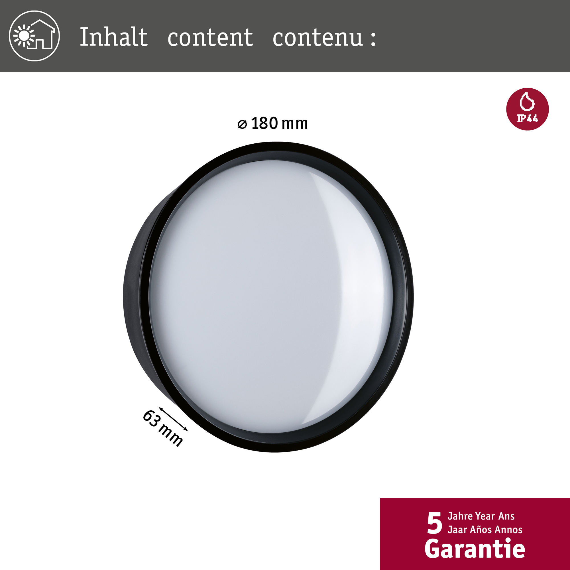 Fasadbelysning LED Paulmann Platomo Seawater Resistant IP44 230V Design: utan Skymningsstyrd Rörelsedetektor, Färg: Svart
