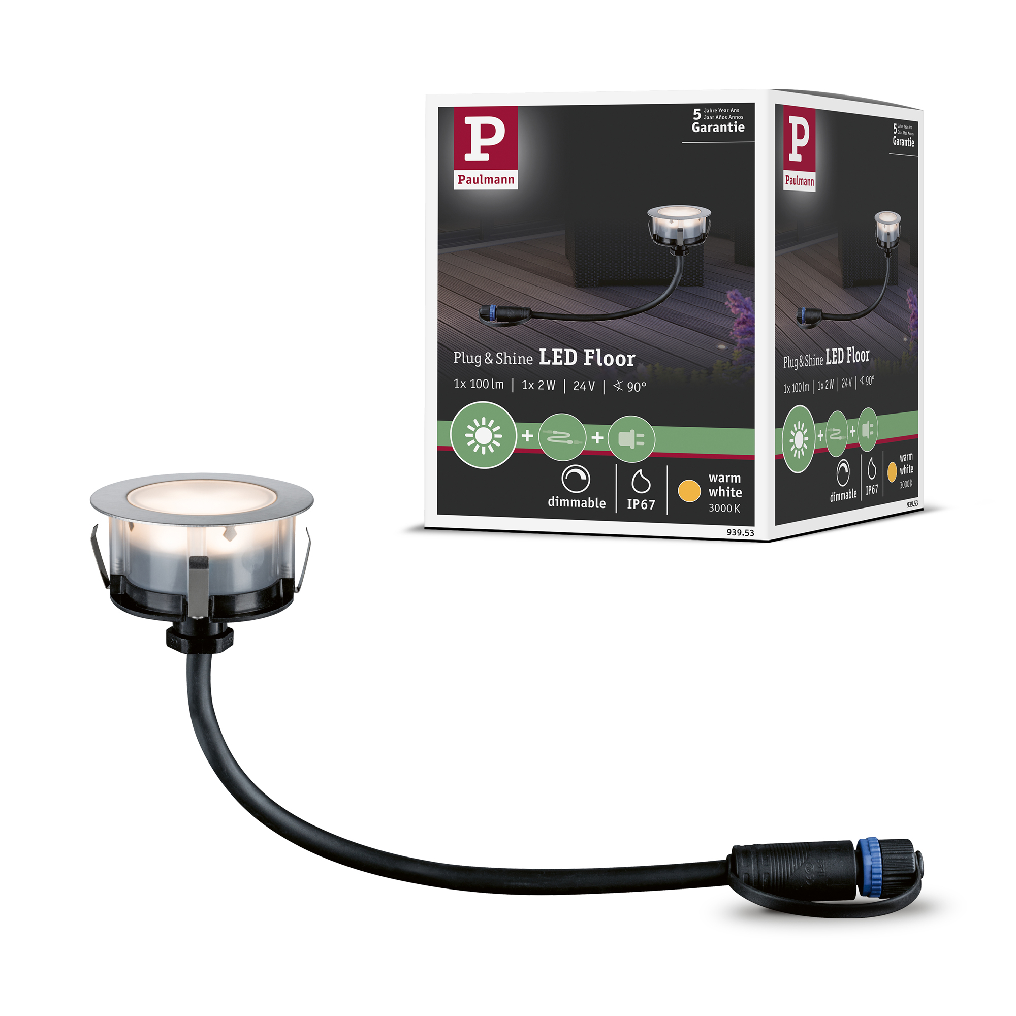 LED Infälld Markbelysning Paulmann Plug & Shine Floor Profil Spot Insektsvänlig IP67 2W