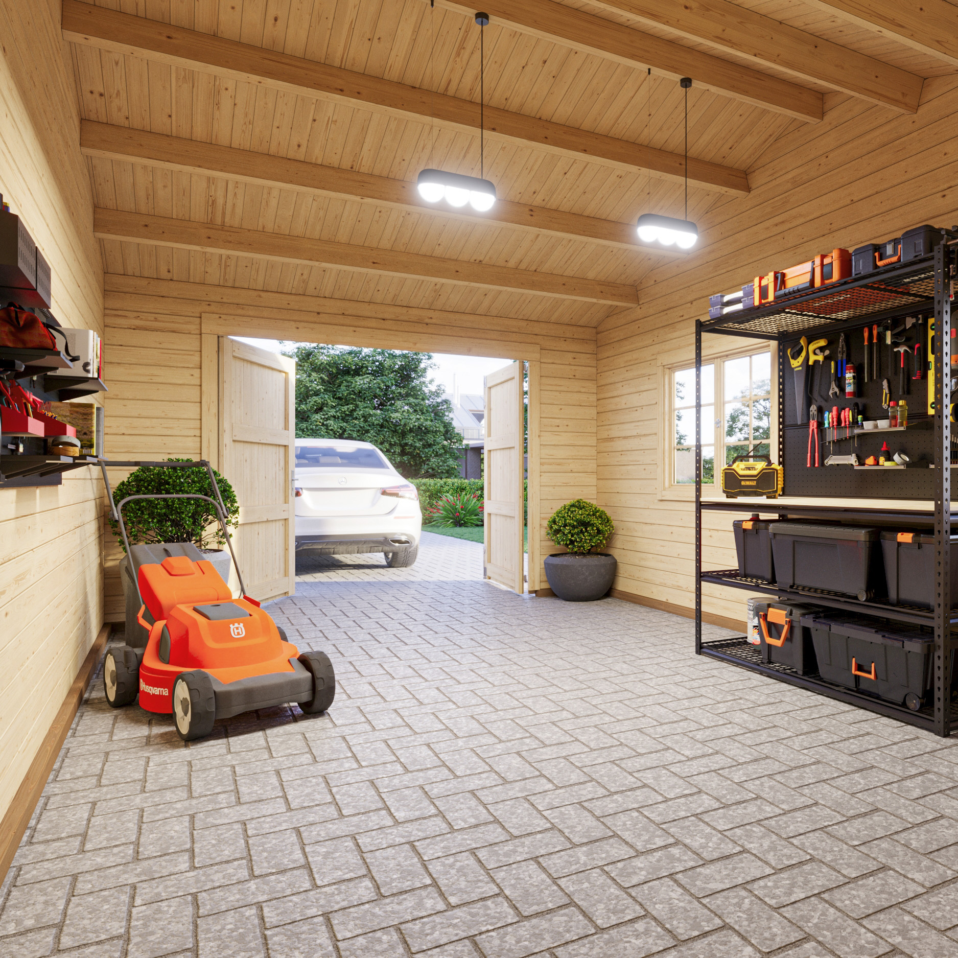 Roger 19,0+16,2 m2 with wooden gate GYDIP Impregnerad grå