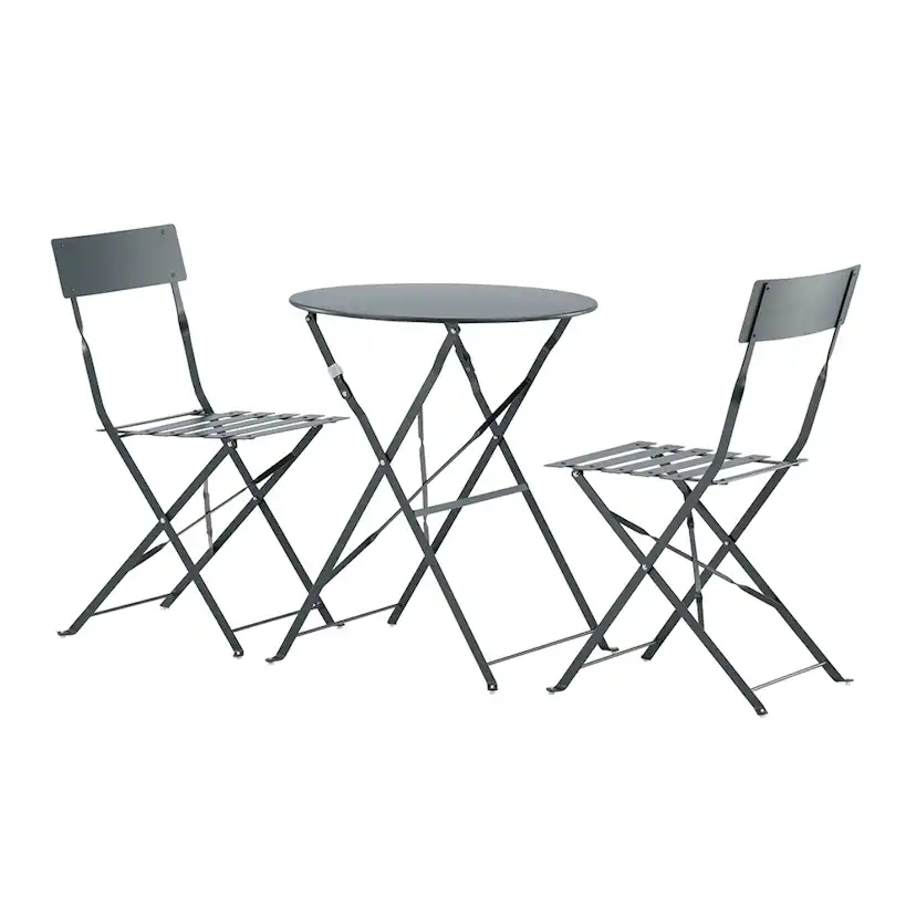 Marsellie Foldable steel bistro set - Dark grey Mörkgrå