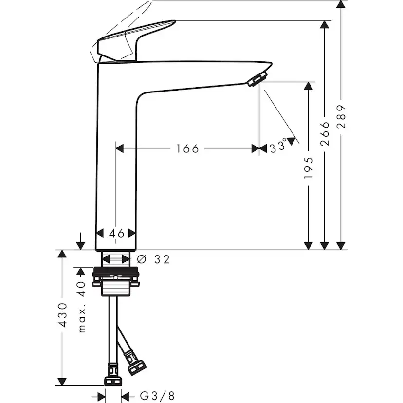 Tvättställsblandare Hansgrohe Logis 190 Hög
