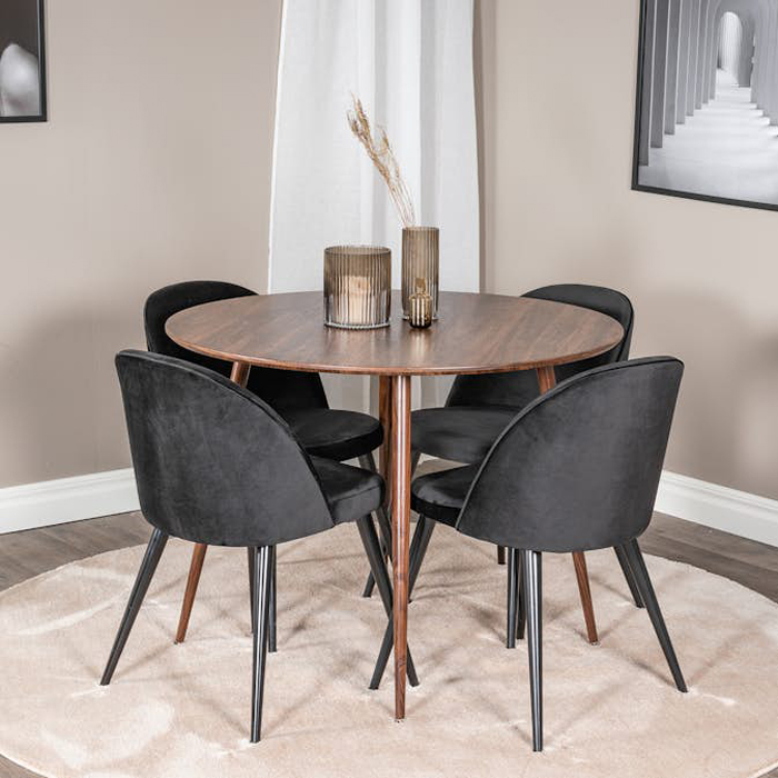 Matgrupp Venture Home Plake med 4 Valentina Stolar Sammet Runt