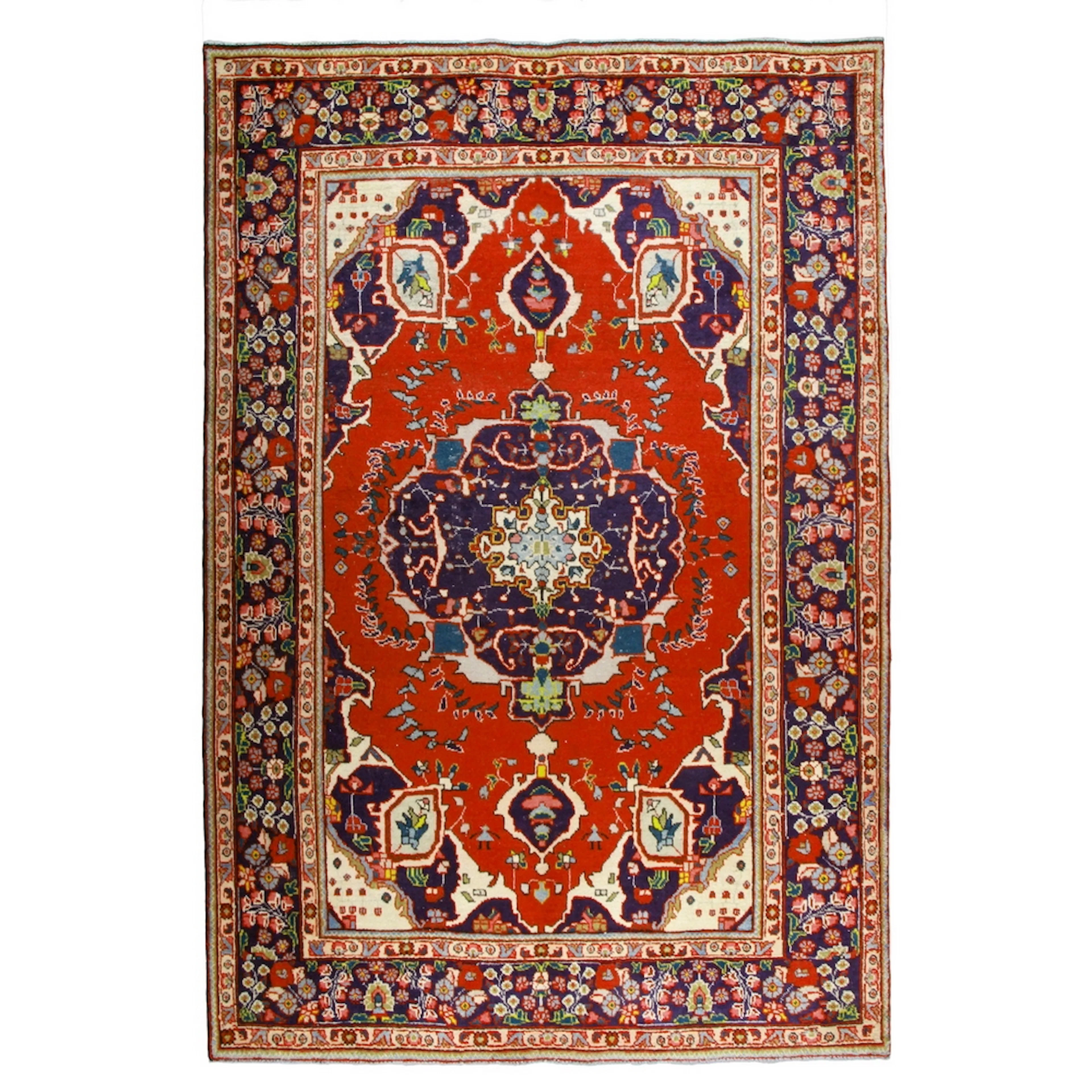 Persisk Matta Arkiio Tabriz Patina Röd/Mörkblå 195x295