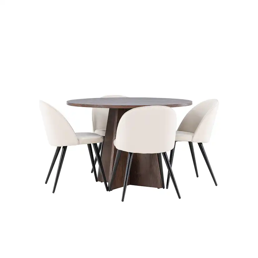 Matgrupp Venture Home Bootcut Ø110 med 4 st Velvet Stolar