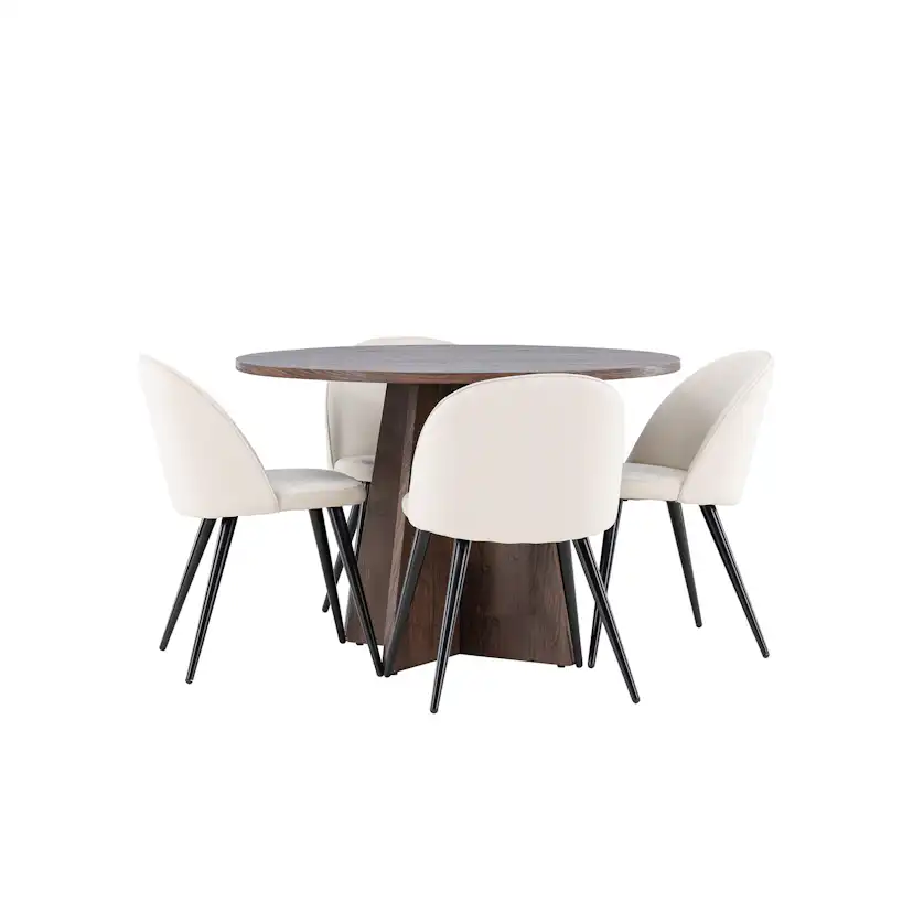 Matgrupp Venture Home Bootcut Ø110 med 4 st Velvet Stolar