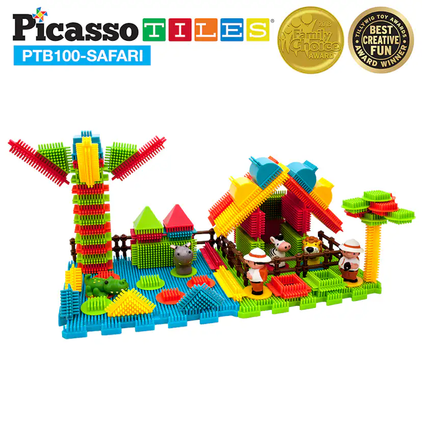 Byggbitar Picasso Tiles Bristle Blocks 100 Bitar Safari