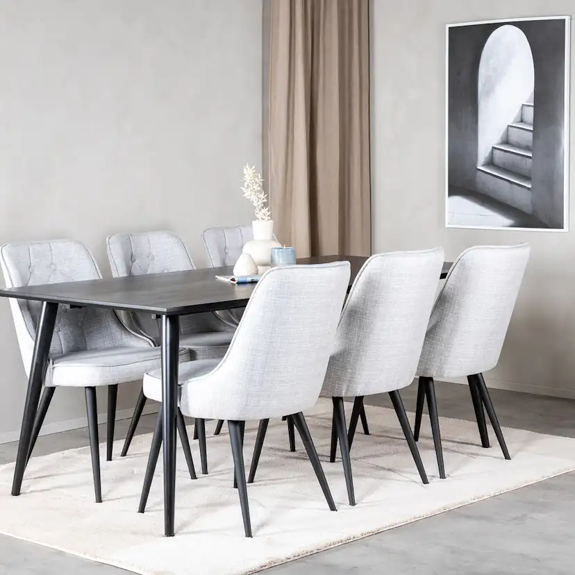 Matgrupp Venture Home Dipp med 6 Velvet Deluxe stolar