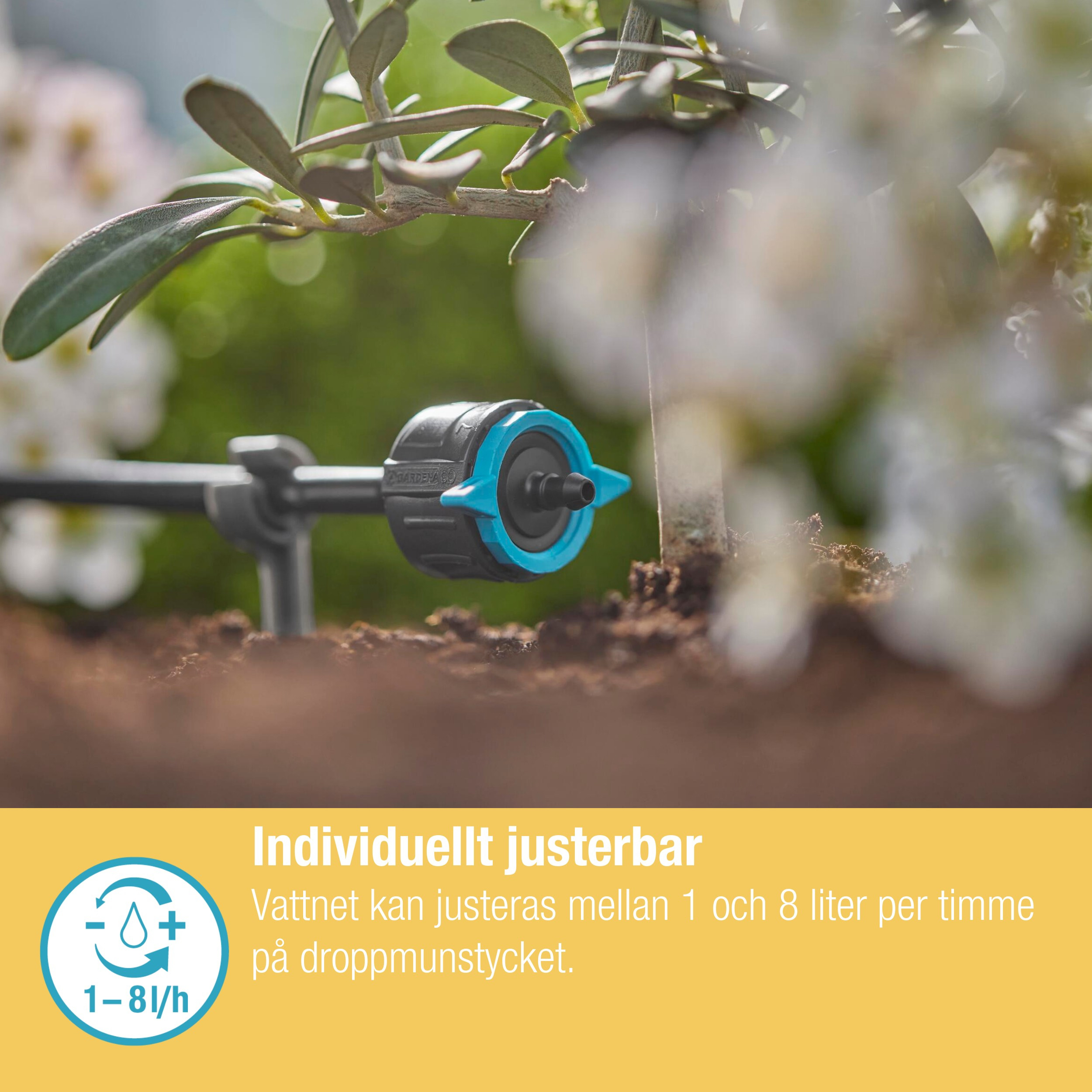 Droppspridare Gardena Micro-Drip Ställbar 1-8 l/h Tryckregelrande
