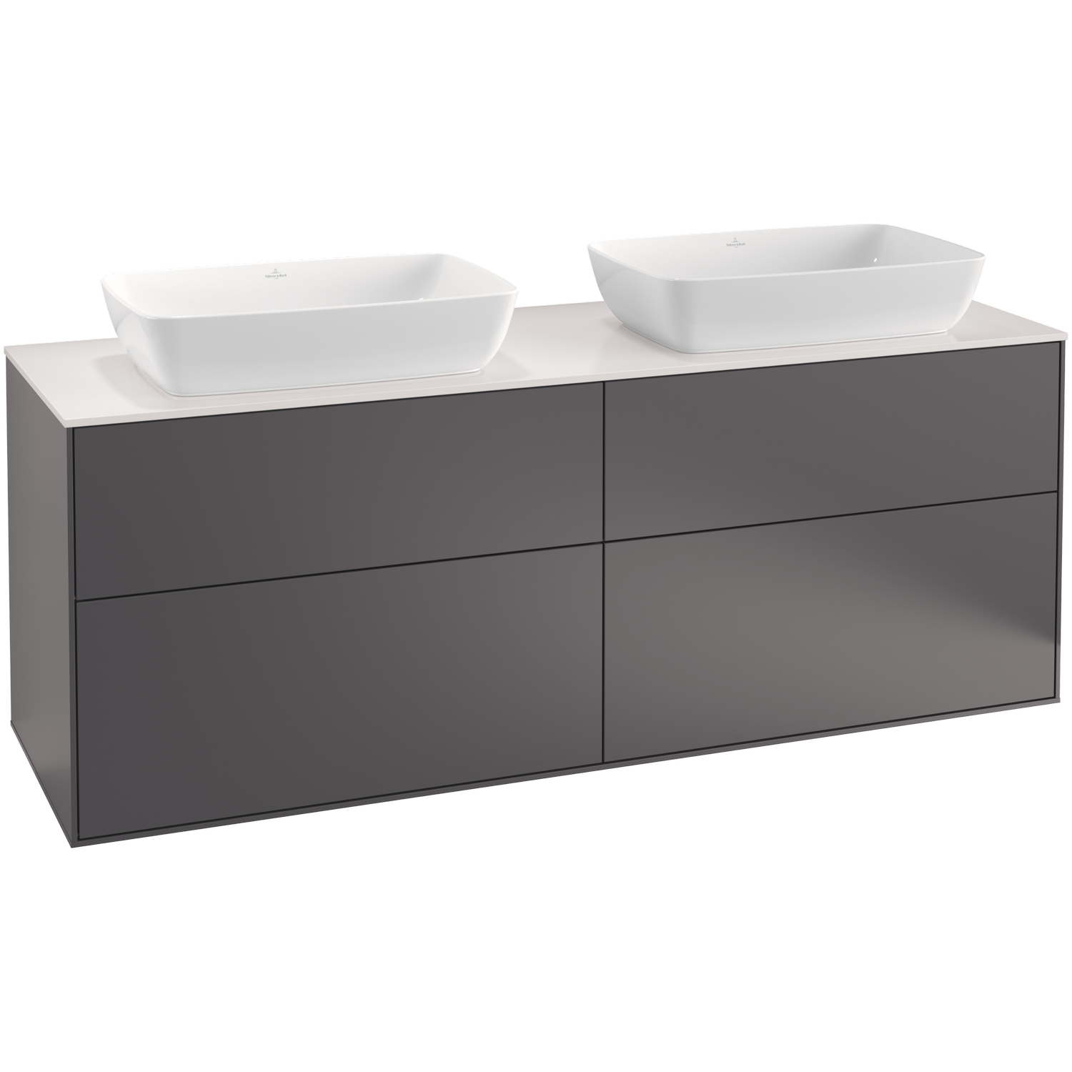 Tvättställsskåp Villeroy & Boch Finion med 4 Lådor och Bänkskiva för Två Fristående Tvättställ