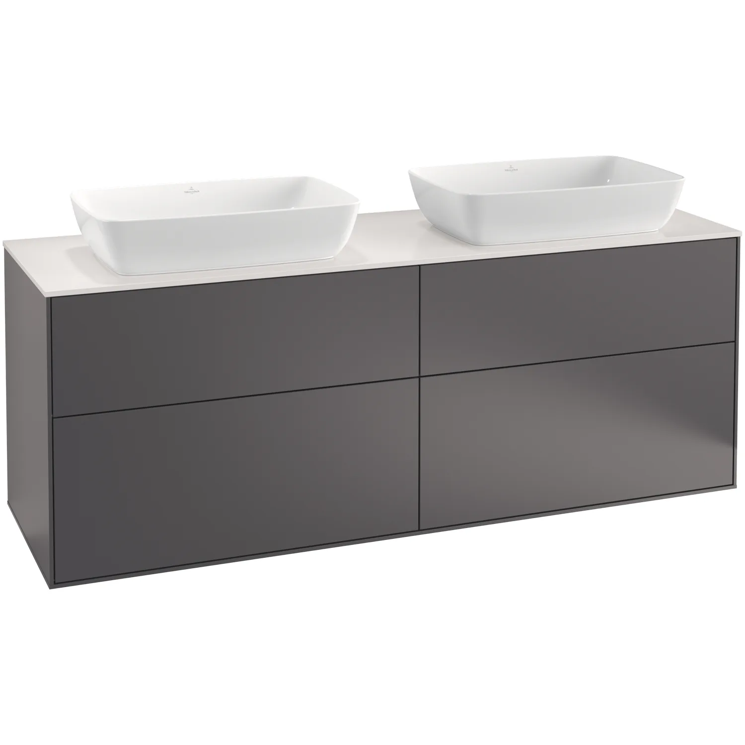 Tvättställsskåp Villeroy & Boch Finion med 4 Lådor och Bänkskiva för Två Fristående Tvättställ