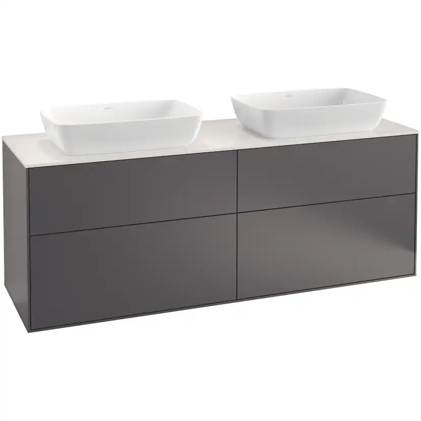 Tvättställsskåp Villeroy & Boch Finion med 4 Lådor och Bänkskiva för Två Fristående Tvättställ