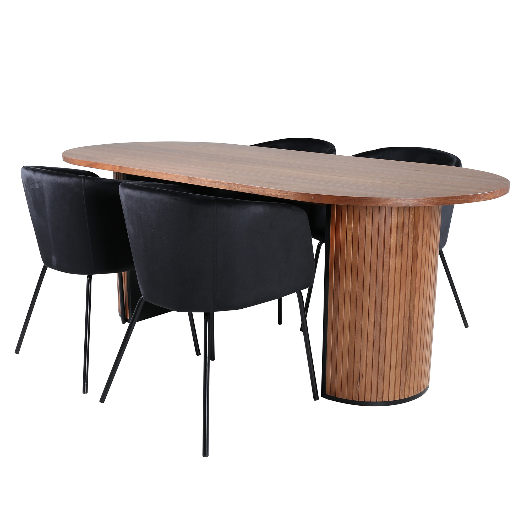 Matgrupp Venture Home Bianca Valnöt med 4 Bergen Stolar