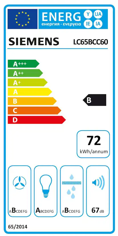 Vägghängd köksfläkt Siemens iQ300 LC65BCC60