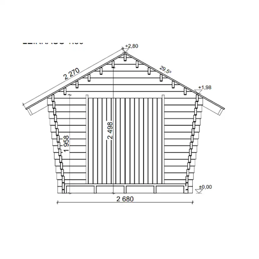 Timmerförråd LP Garden U-S (6m²) Lutande Tät Vägg