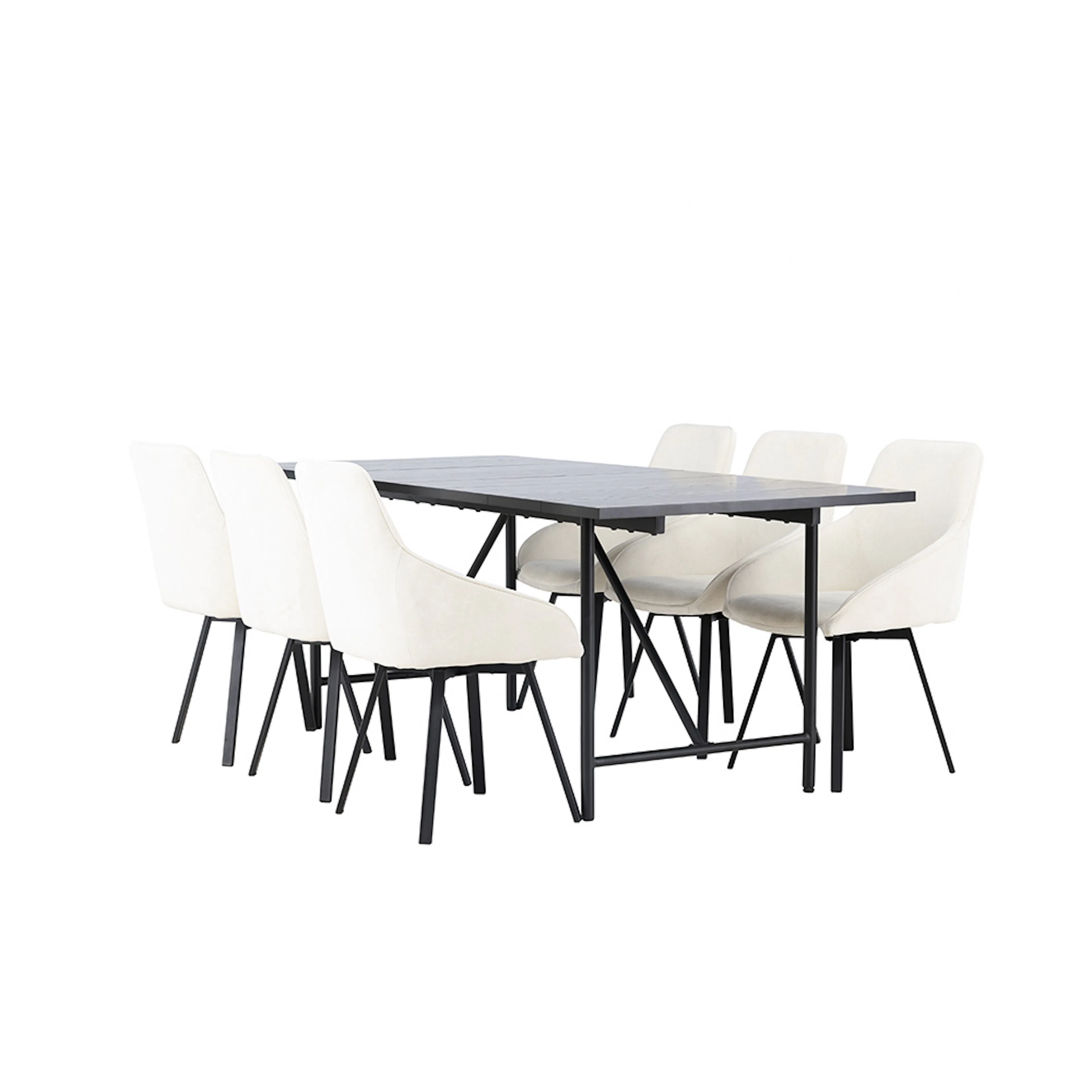 Matgrupp Venture Home Astrid med 6 Rosie Stolar Svart/Beige