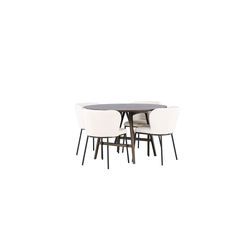 Matgrupp Venture Home Kaseidon Ø100 cm med 4 st Edina stolar