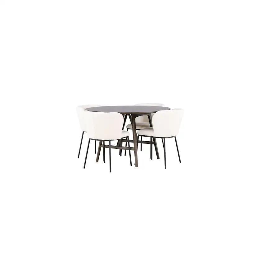 Matgrupp Venture Home Kaseidon Ø100 cm med 4 st Edina stolar