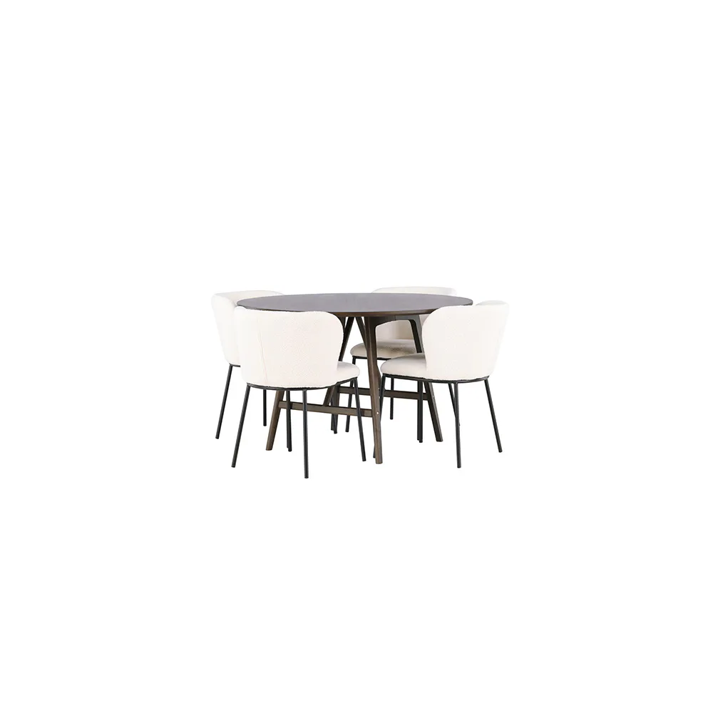 Matgrupp Venture Home Kaseidon Ø100 cm med 4 st Edina stolar