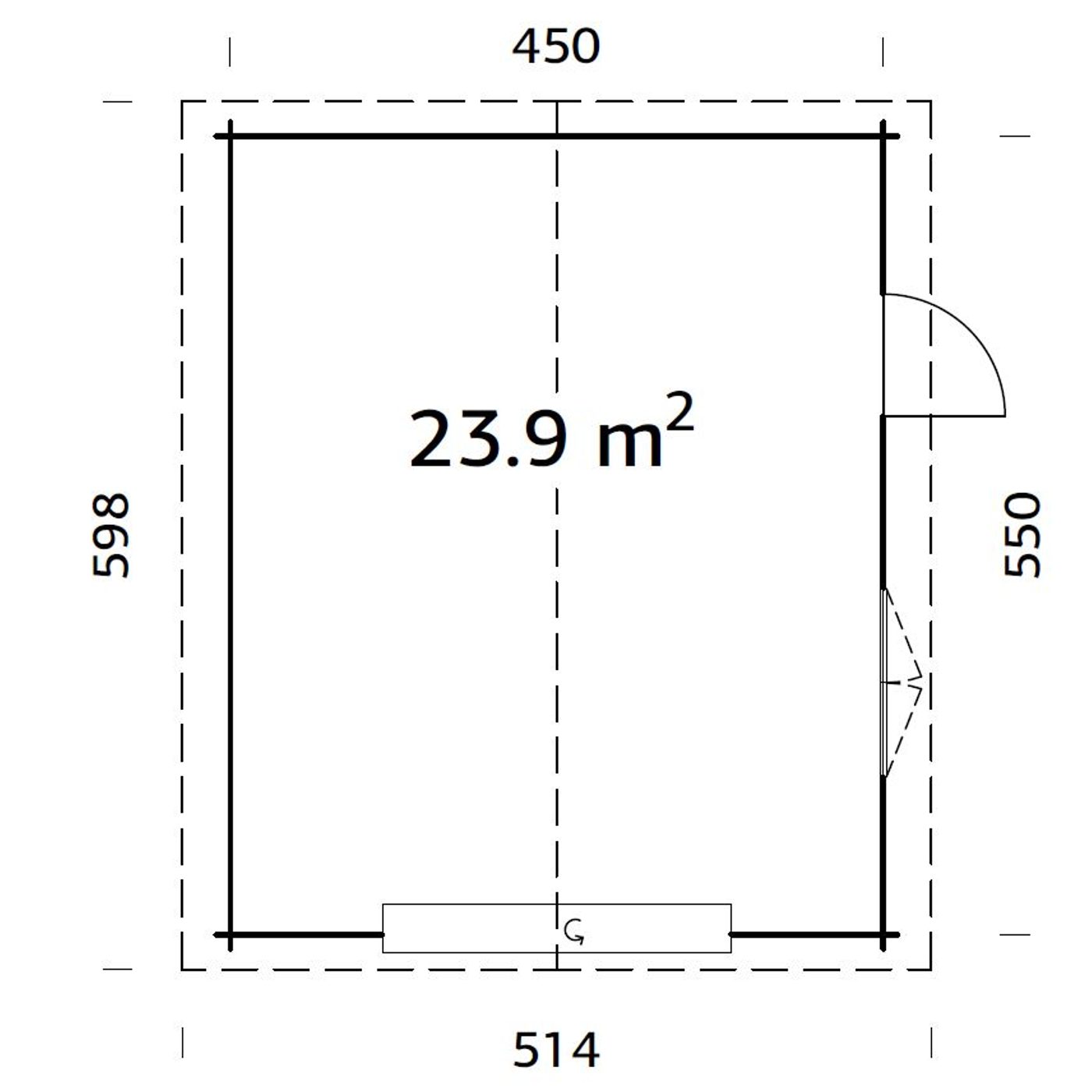 Garage Roger 23,9 m2 med Takskjutport Obehandlad