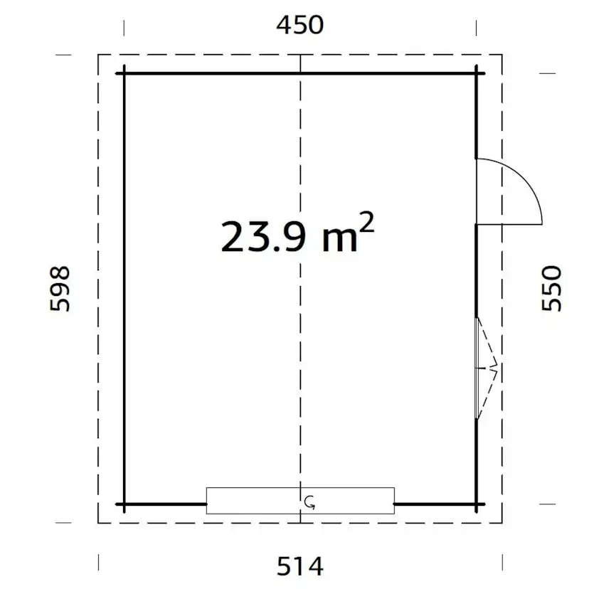 Garage Roger 23,9 m2 med Takskjutport Obehandlad