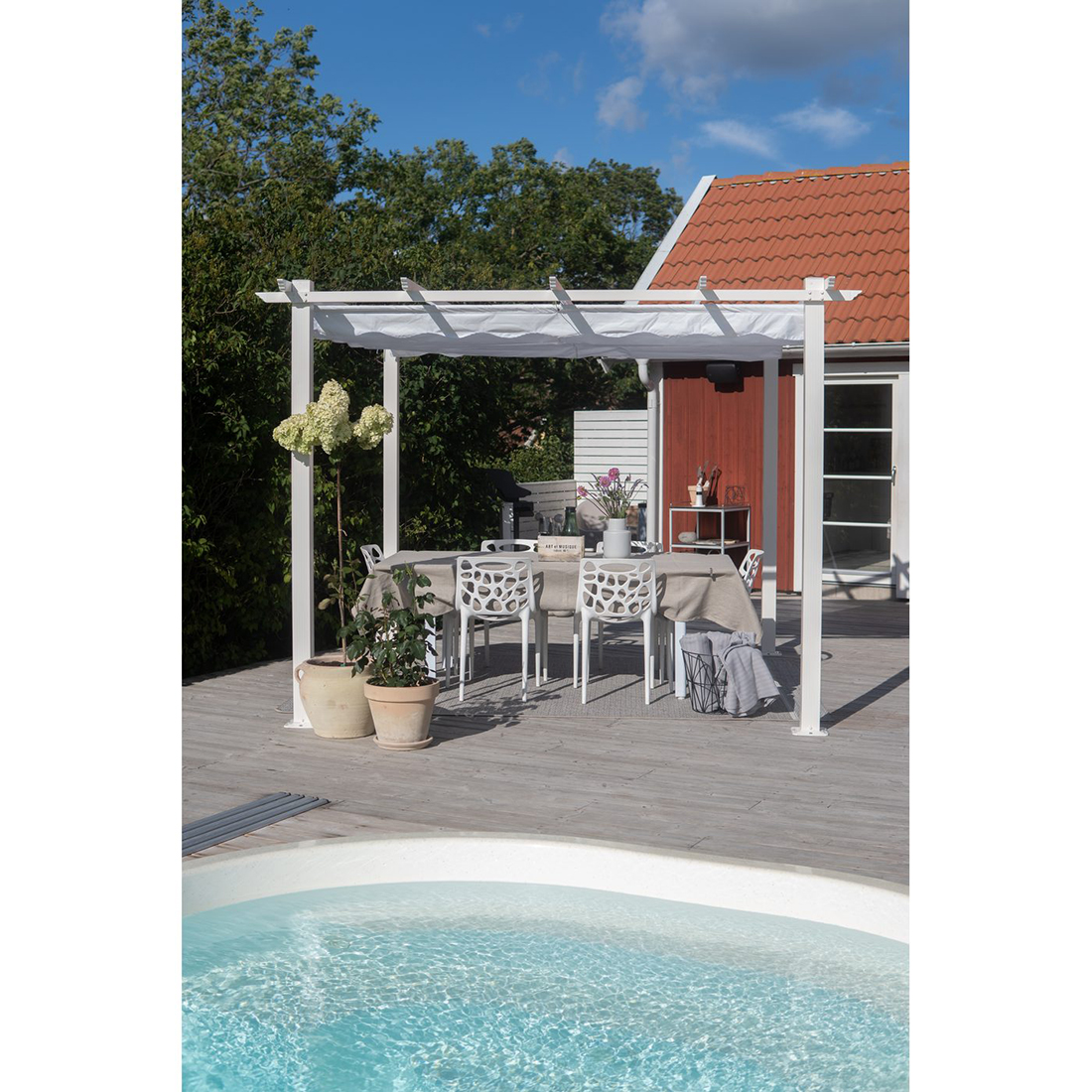 Pergola 3x3 m Vit Vit/Vit