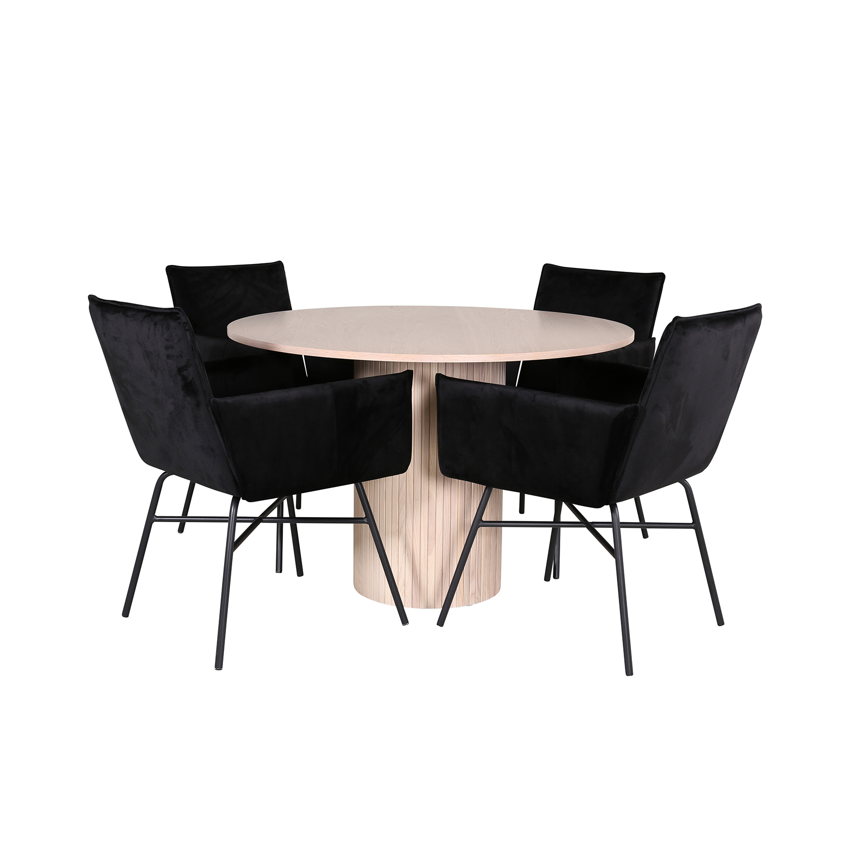 Matgrupp Venture Home med Runt Bianca Matbord och 4 Annika Matstolar