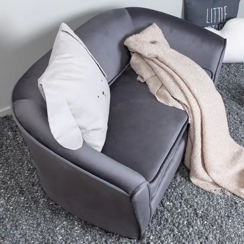 Barnsoffa Venture Home Måna Grå Sammet