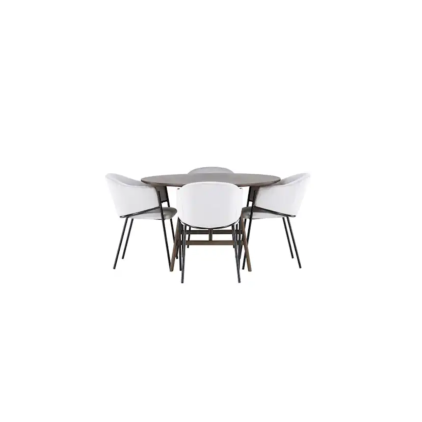 Matgrupp Venture Home Kaseidon Ø100 cm med 4 st Evelina stolar