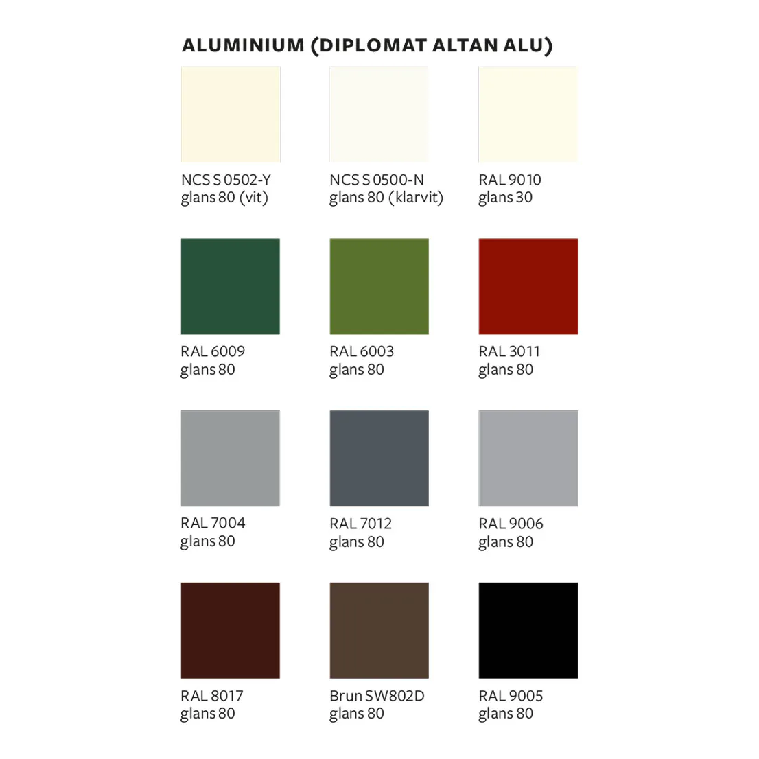 Kulörtillval Diplomat för Altandörr Trä/Alu