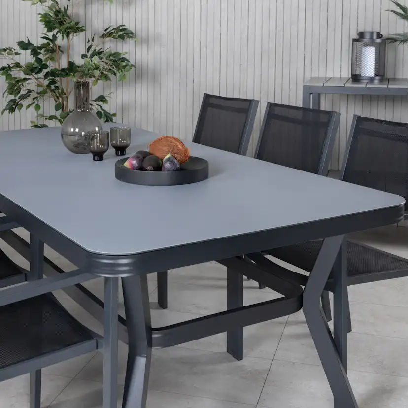 Matgrupp Utomhus Venture Home Vyn med 6 Curz Stapelbara Trädgårdsstolar