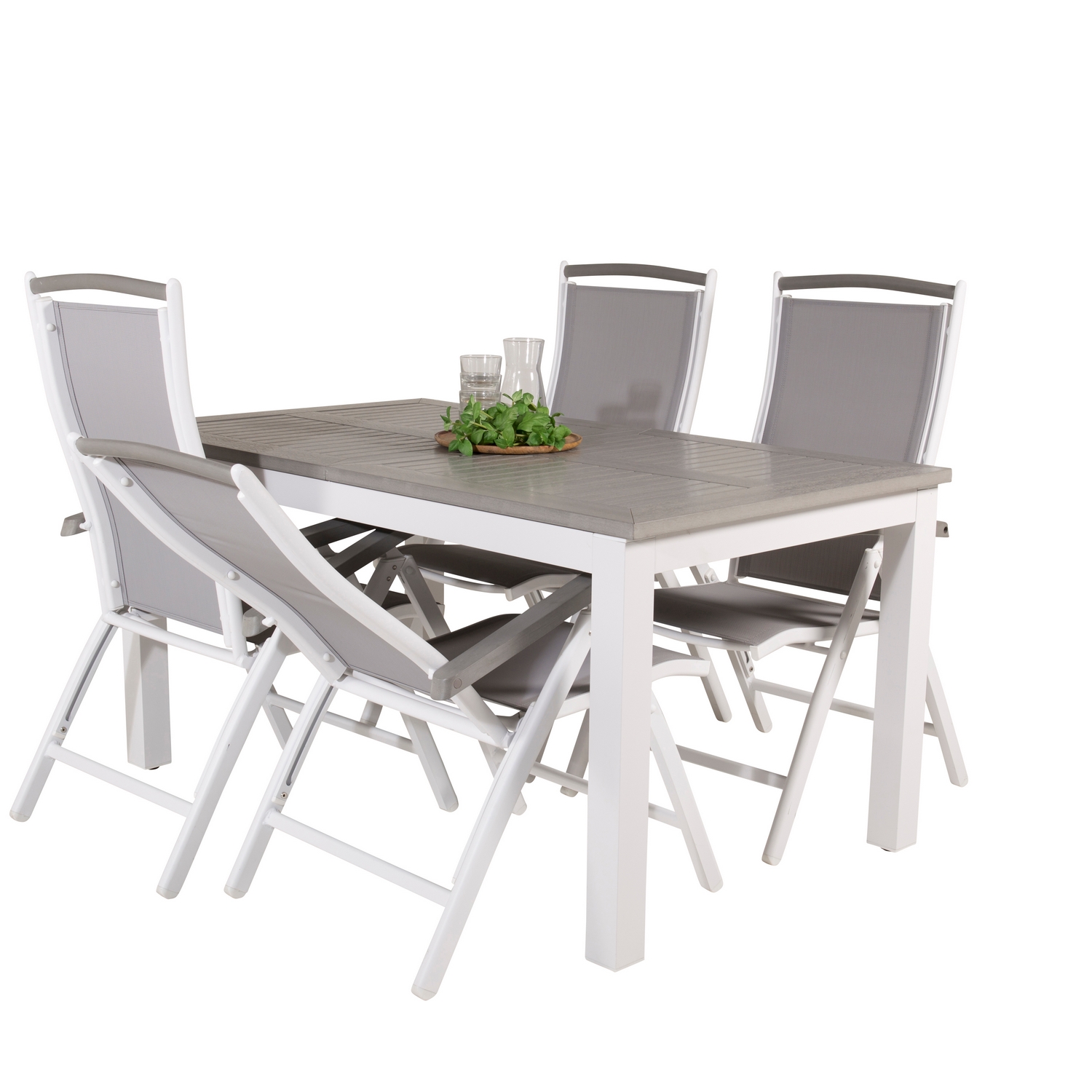 Albany Dining Table 152/210*90 - White Alu / Grey Aintwood+A Grå
