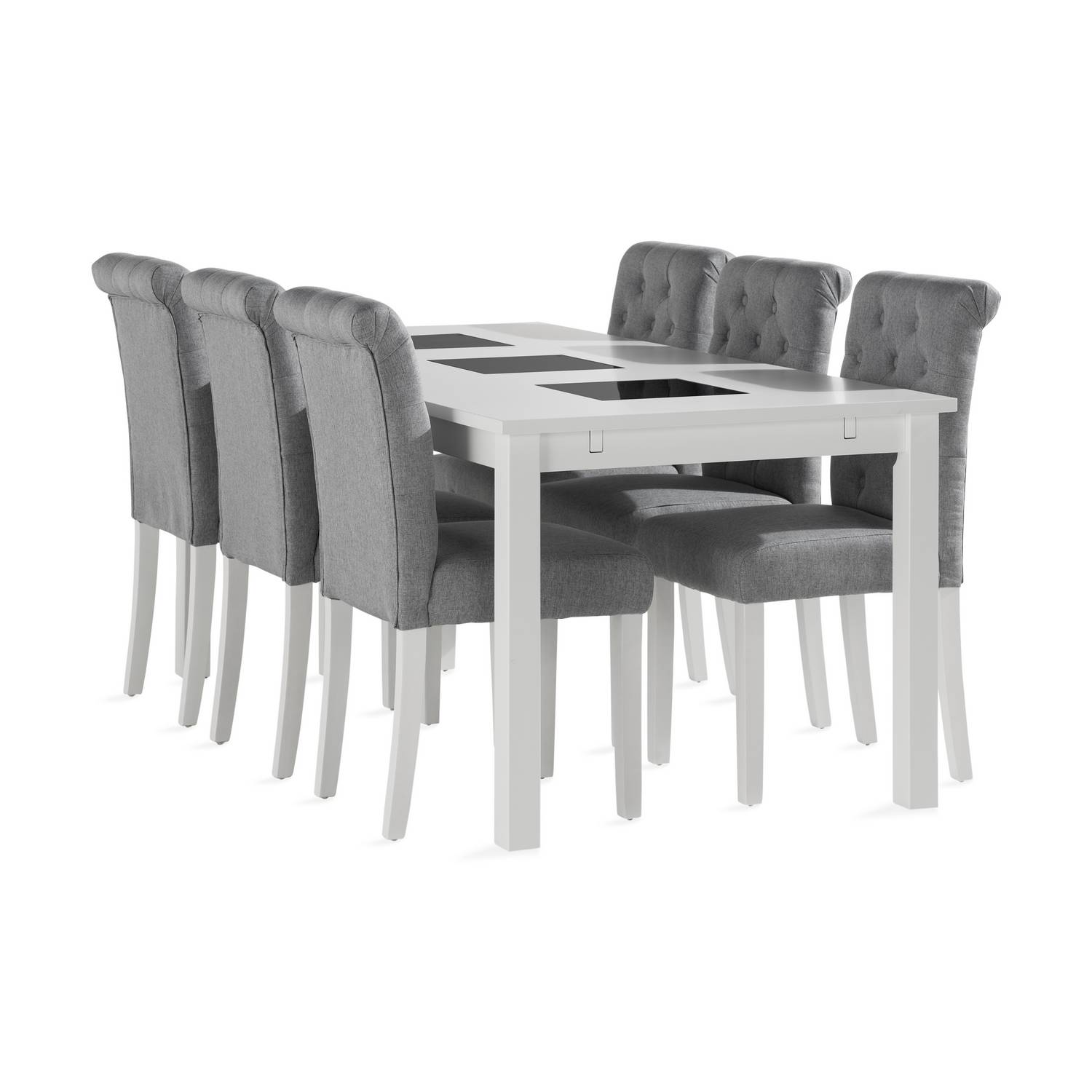 Matgrupp Basic Home Jasmin Rektangulärt Matbord 180-270 cm Förlängningsbart med 6 Stormon Matstol