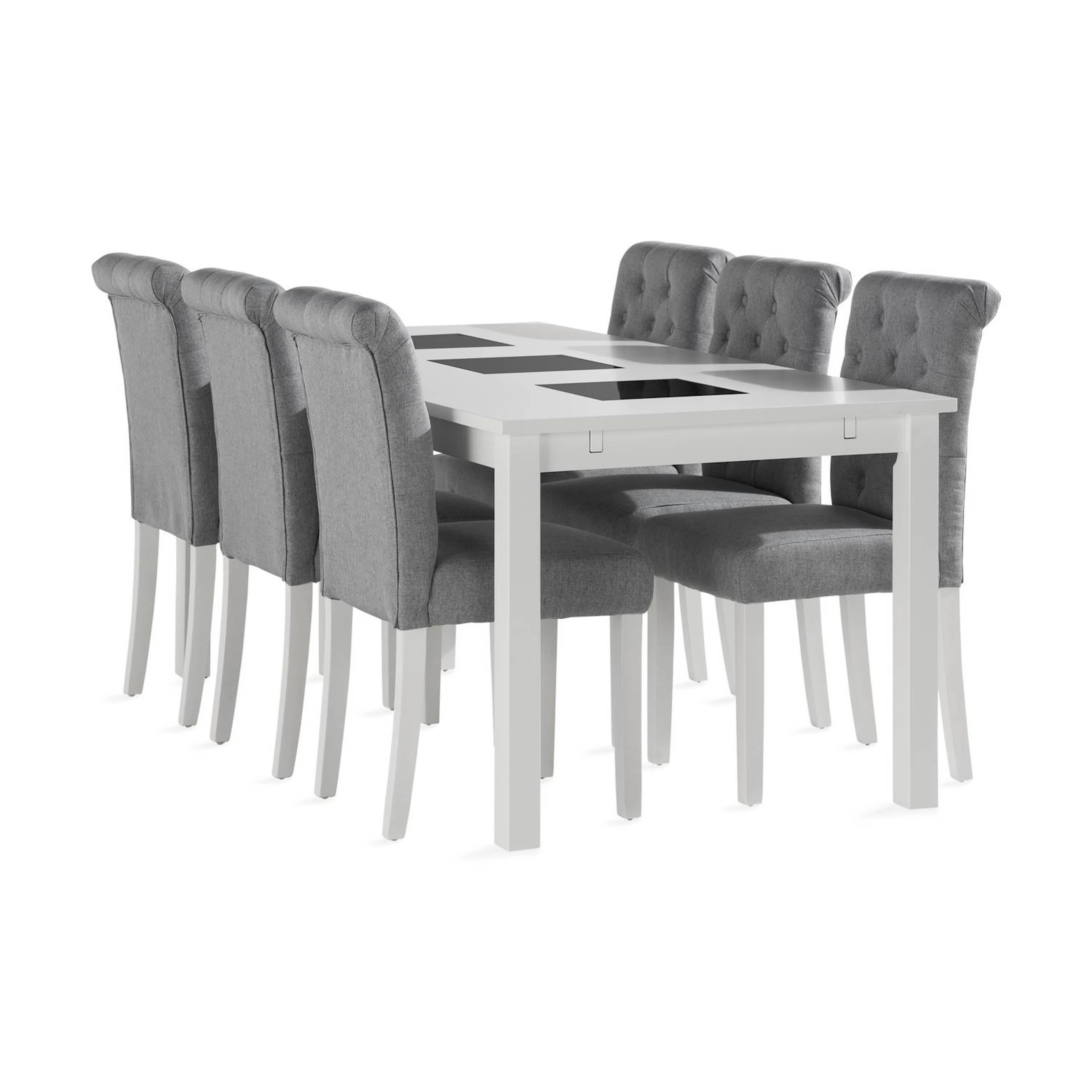 Matgrupp Basic Home Jasmin Rektangulärt Matbord 180-270 cm Förlängningsbart med 6 Stormon Matstol
