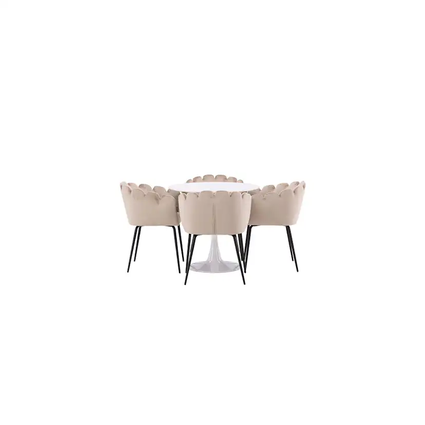 Matgrupp Venture Home Hamden Ø80 cm med 4 Limhamn stolar