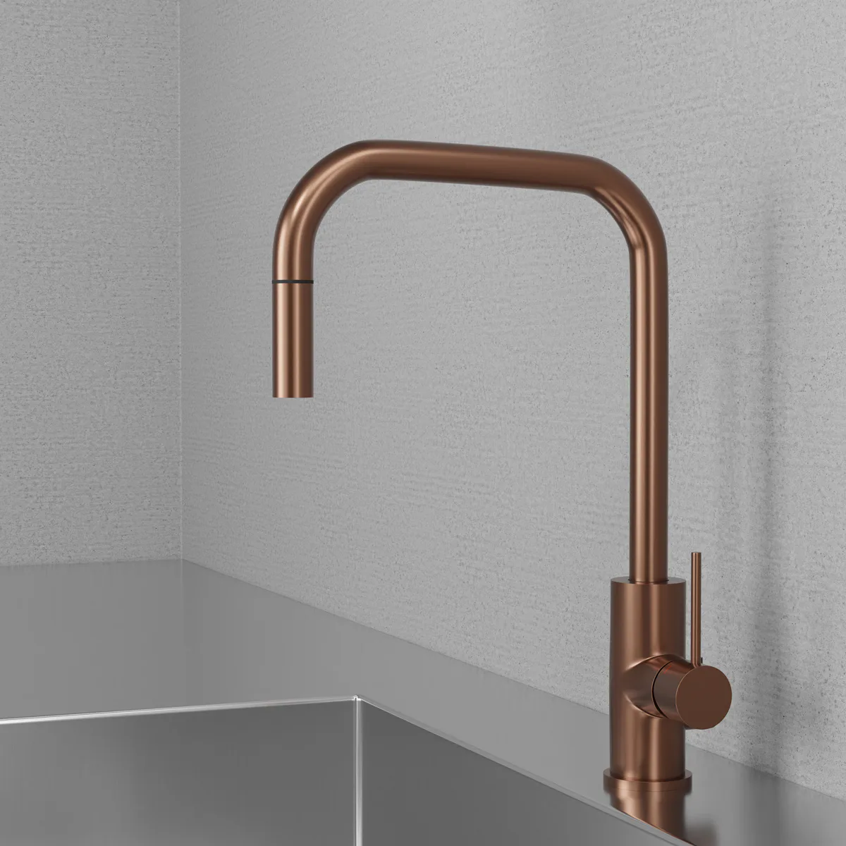 Köksblandare Scandtap Steel Accent Square med Utdragbar Pip