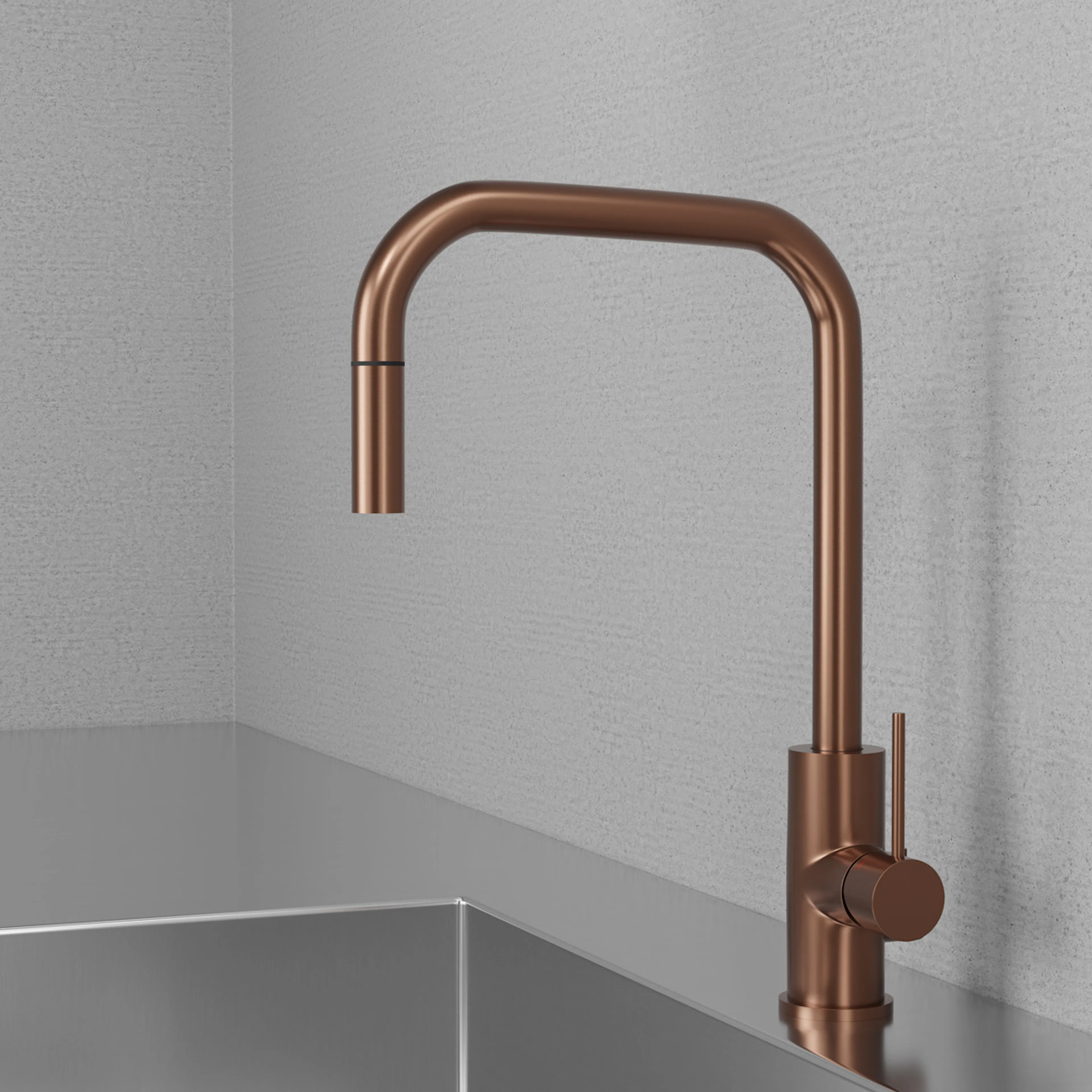 Köksblandare Scandtap Steel Accent Square med Utdragbar Pip