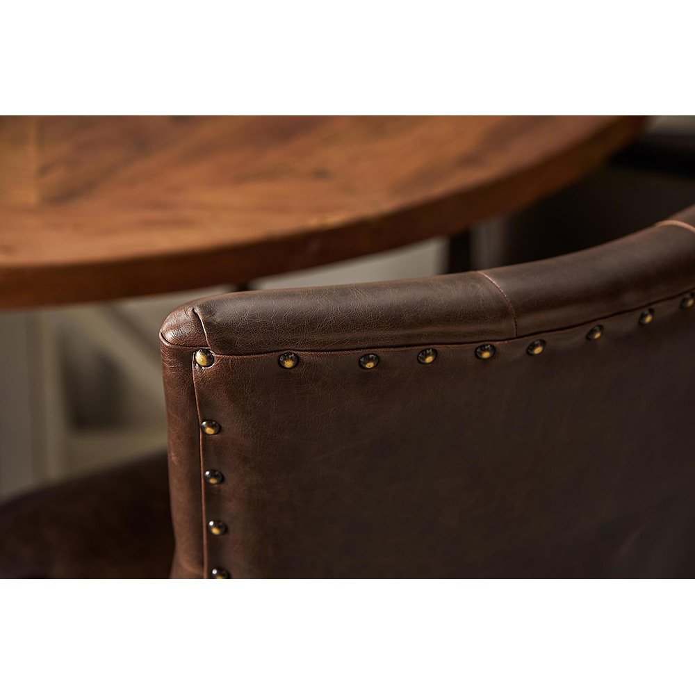 Matgrupp Manor House Lyon Runt Matbord Ø150 cm & 6 Tuva Stolar Trä/Brun Almträ