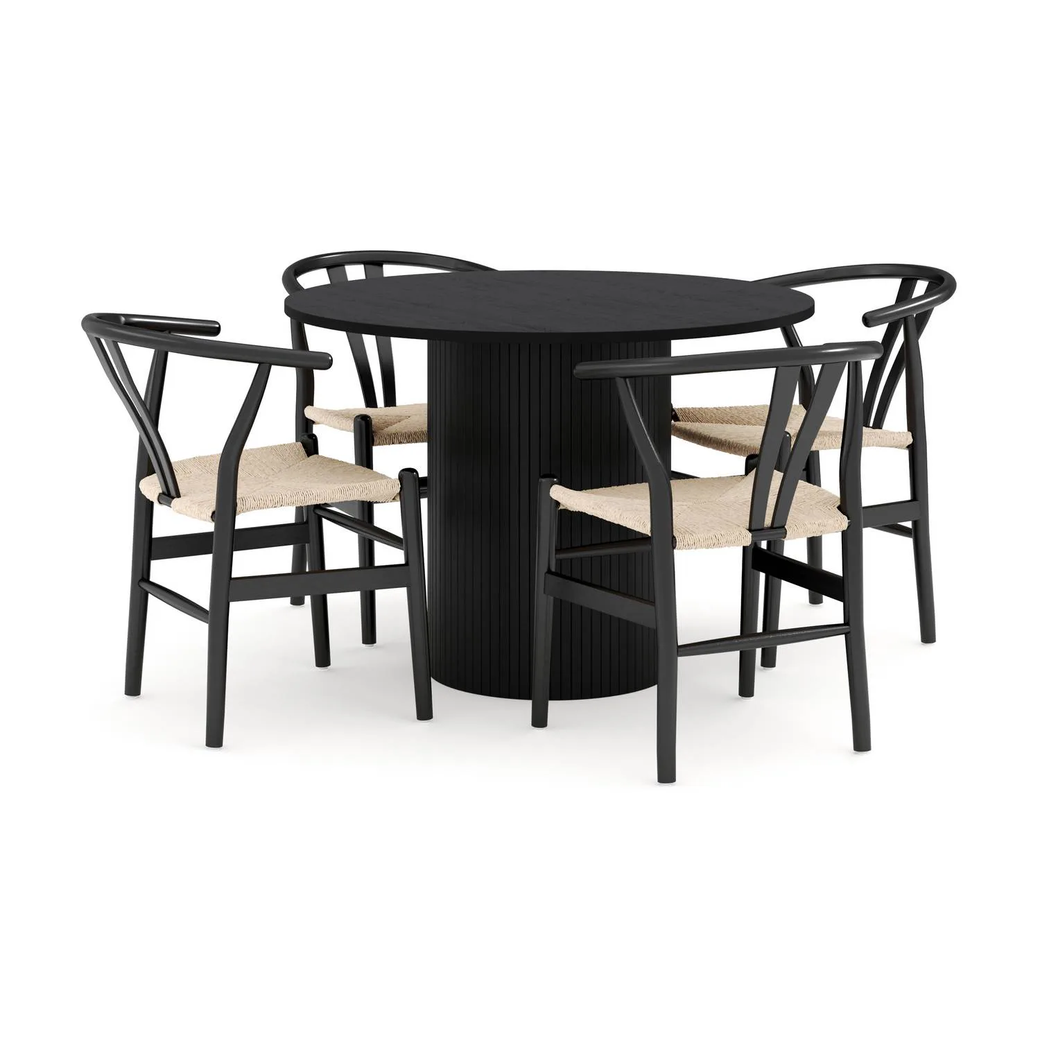 Matgrupp Bark Kopparbo Runt Matbord 106 cm med 4 Dastoori Matstol