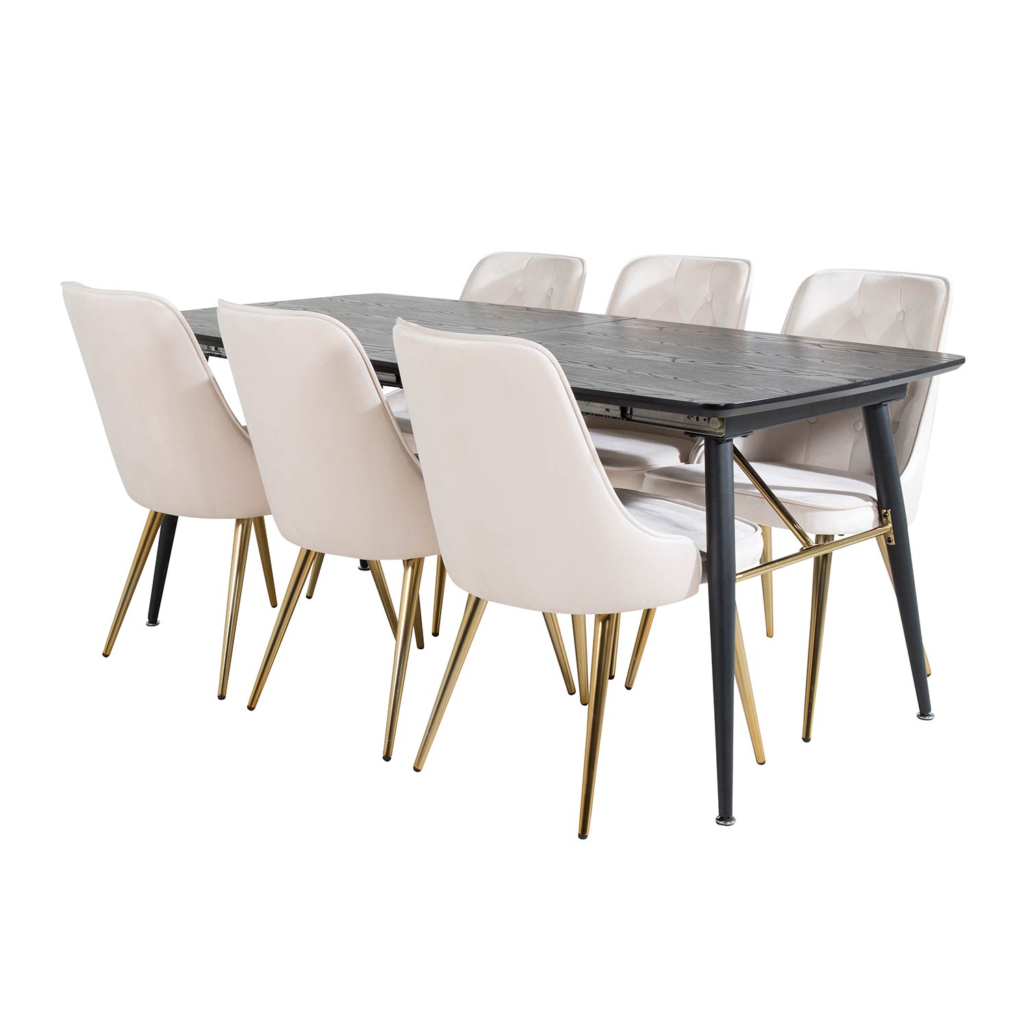 Matgrupp Venture Home Gold med 6 Velvet Deluxe Stolar