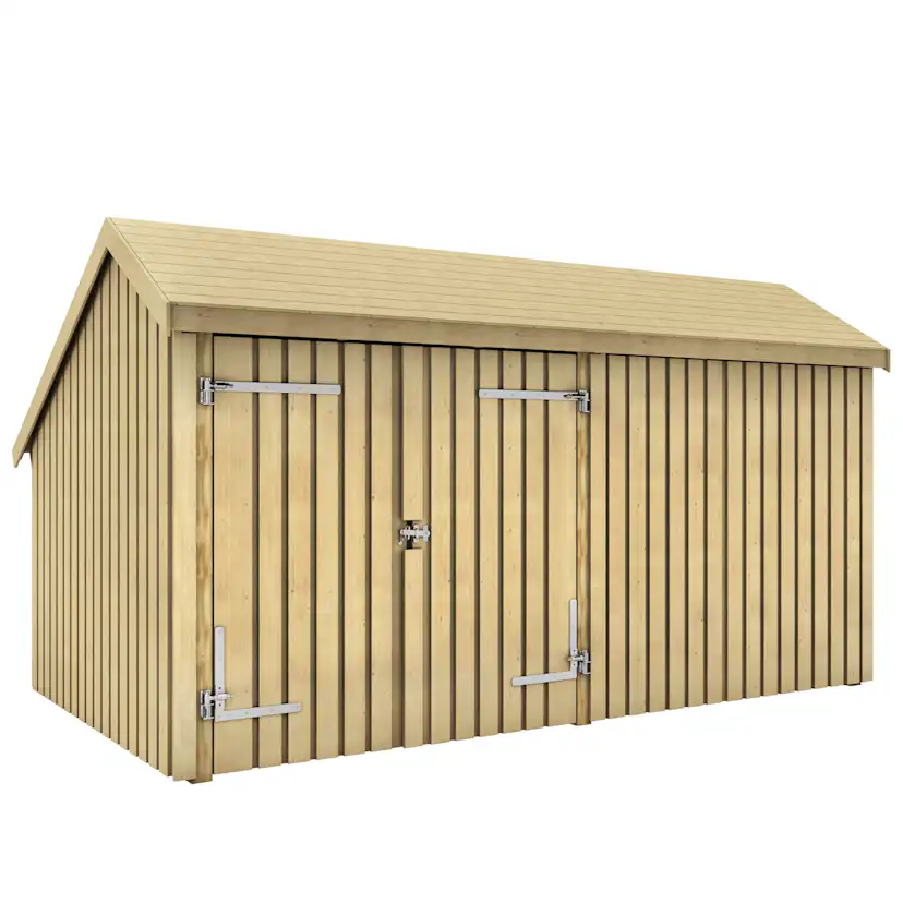 Multi Trädgårdshus 10,5 m² - 2 moduler med dubbeldörr och stängd framsida