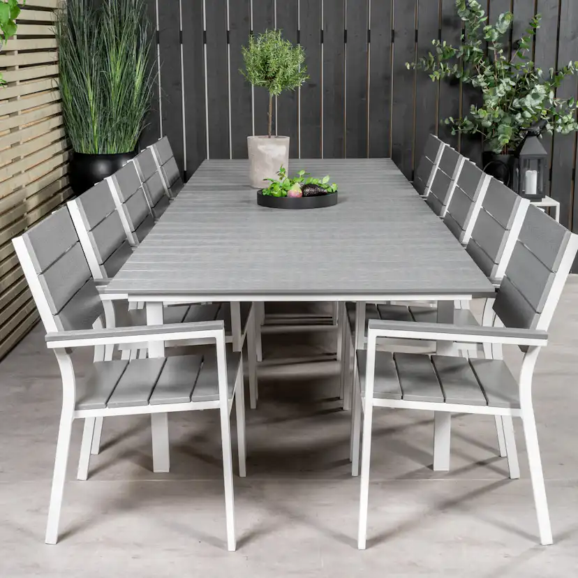 Levels Dining Table 224/324*100 - White Alu / Grey Aintwood Vit/Grå