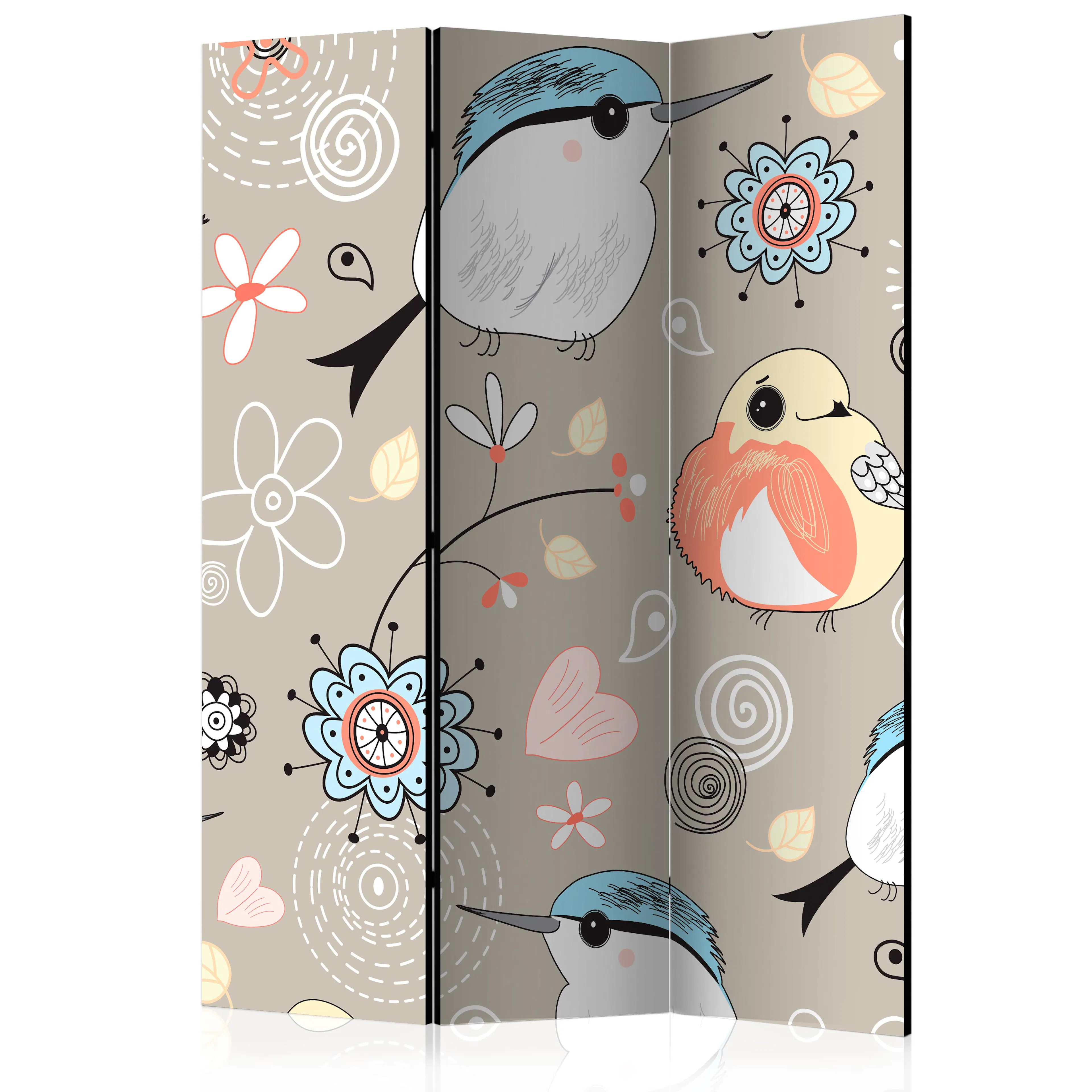 Rumsavdelare Skärmvägg Arkiio Natural Pattern With Birds 135x172 cm